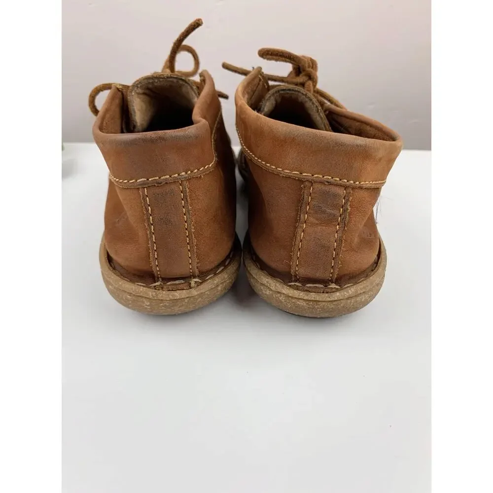 Born Nuala Booties Brown Nubuck Leather Lace Up Boots Shoes Women's 7.5 Boho